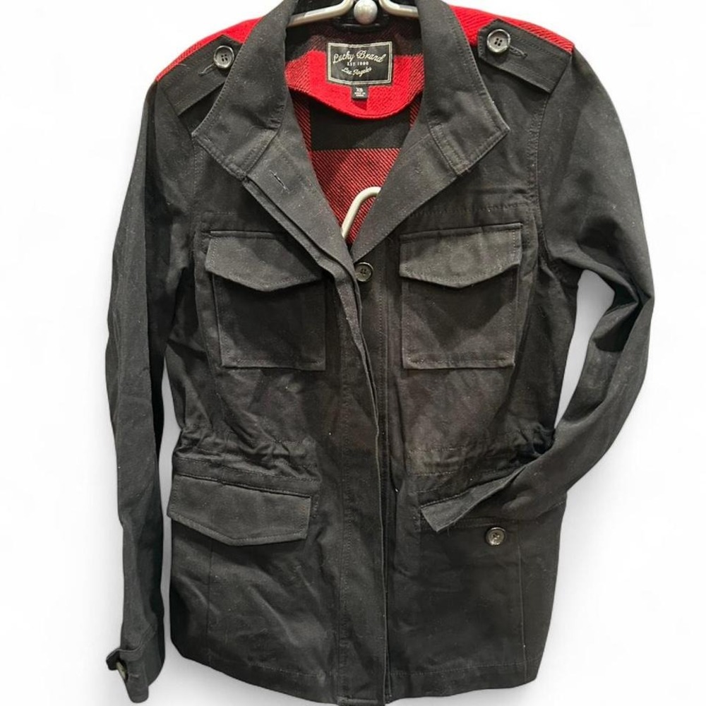 Women's black & plaid jacket by Lucky‎ Brand size Xs (Xs1) 18.5" ptp 24"
